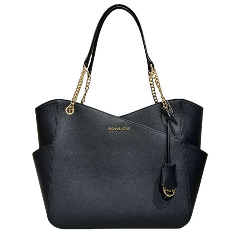 michael kors jet set travel large chain shoulder tote black|jet set travel large saffiano.